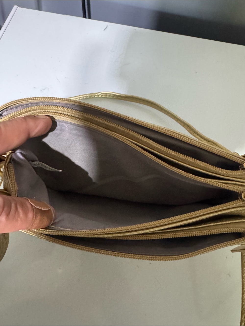Michael Kors Metallic Gold Leather Crossbody Wristlet - Picture 9 of 16